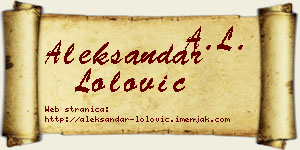 Aleksandar Lolović vizit kartica